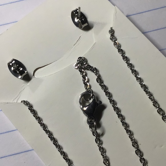 Lightning bolt stainless earrings & necklace set - Picture 2 of 3